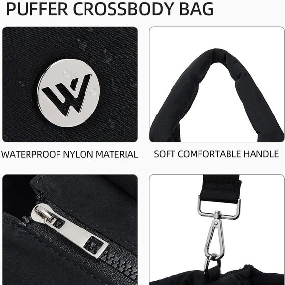 s for Women Quilted Tote Bag Puffy Weekender Overnight Bag Nylon Shoulder Handba - Picture 4 of 6